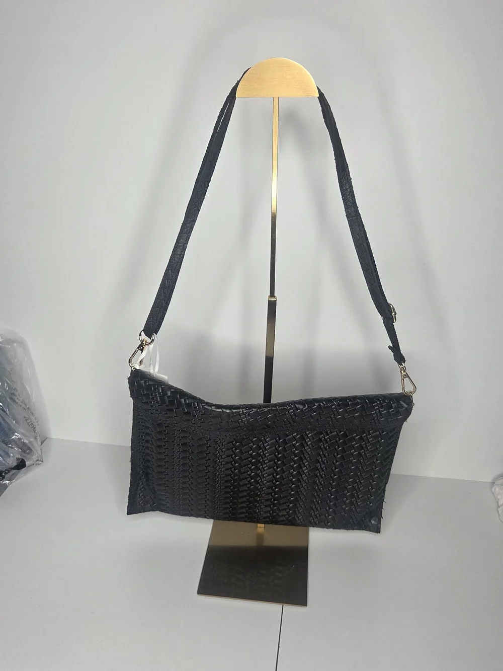 Black Woven Shoulder Bag